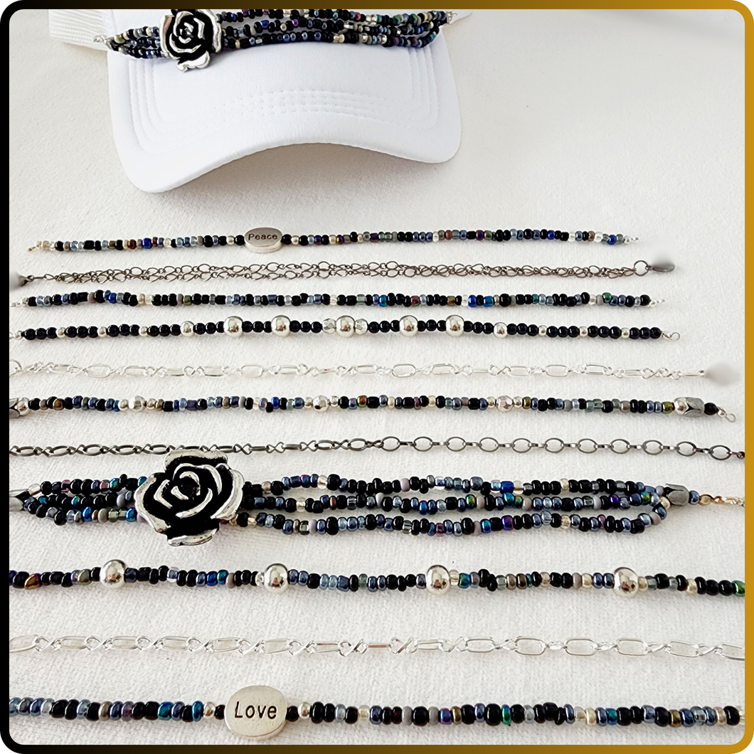 Black Rose Hat Chain Bundle