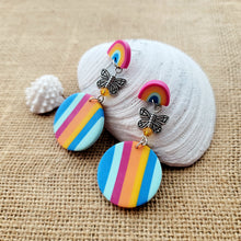 Load image into Gallery viewer, Rainbow Stripes a Flutter Earrings
